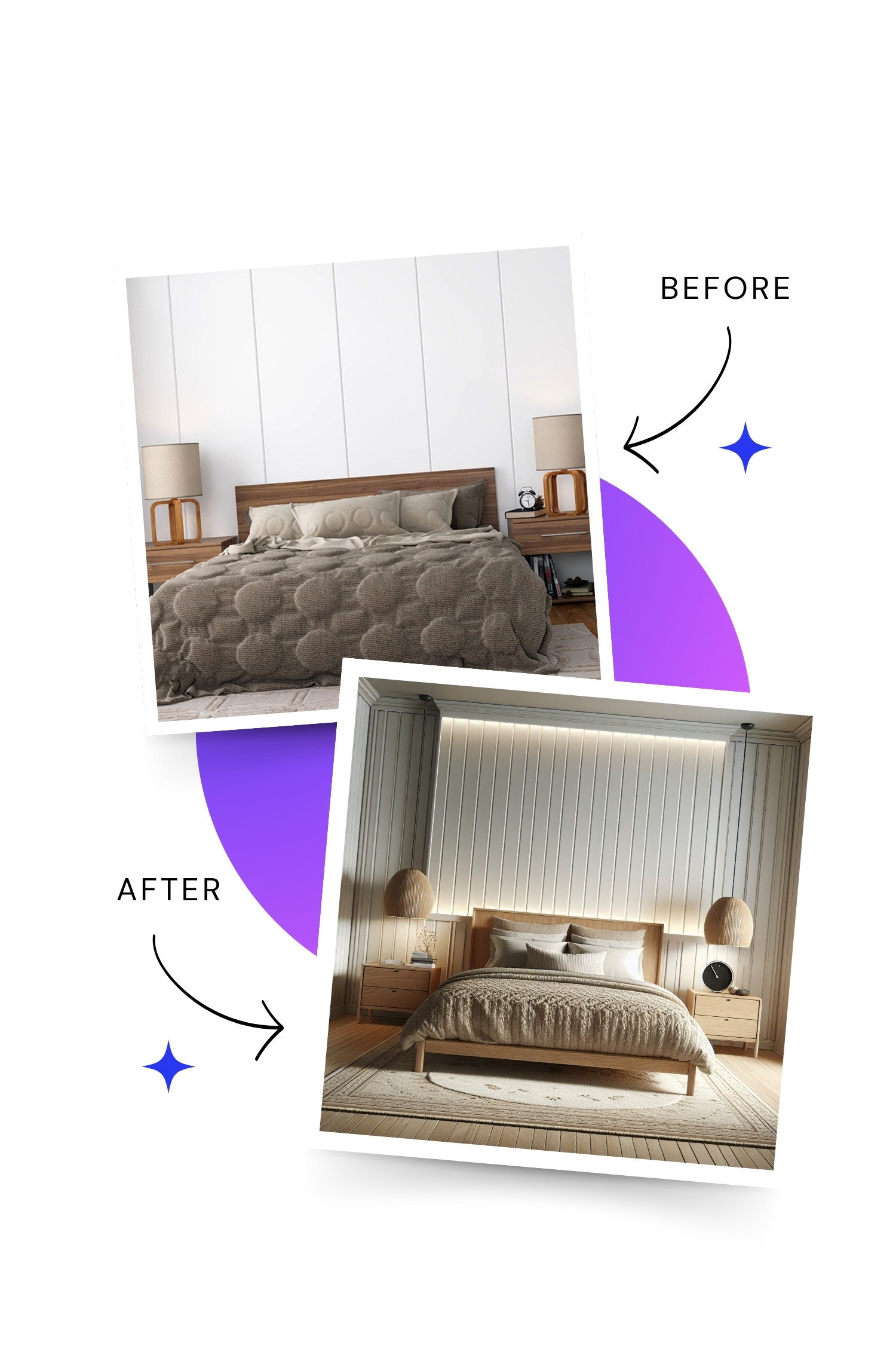 Before after Interior Redesign by AI
